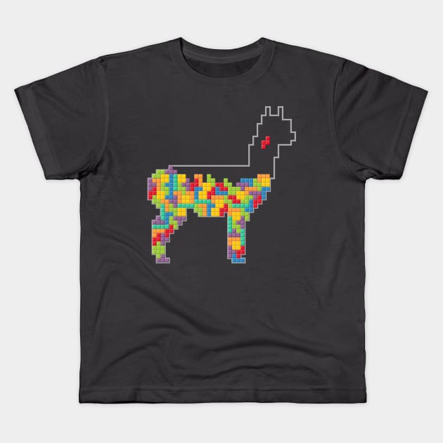 Tetris llama Kids T-Shirt by Wild Geometric